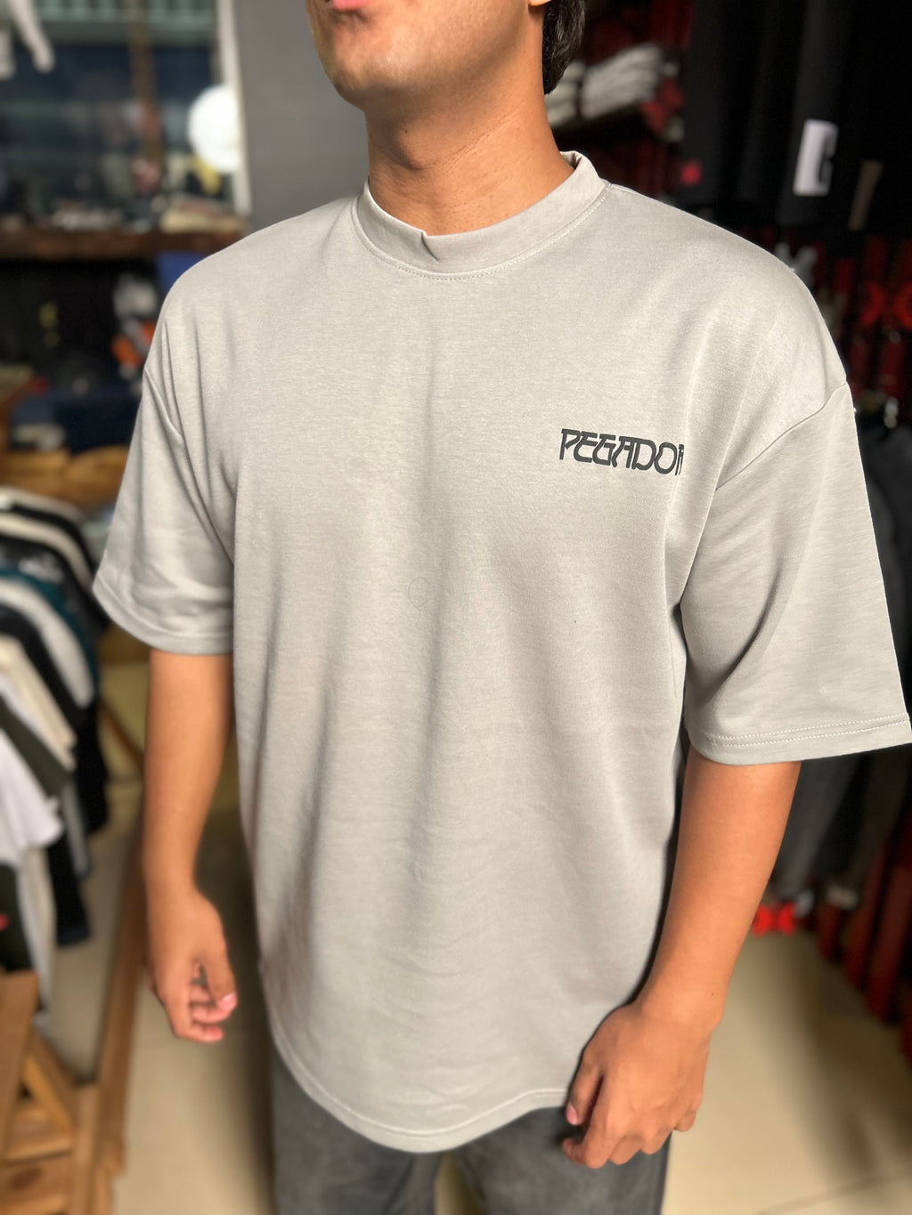 Stone Grey Pegador-Floral | Drop Shoulder T-shirt